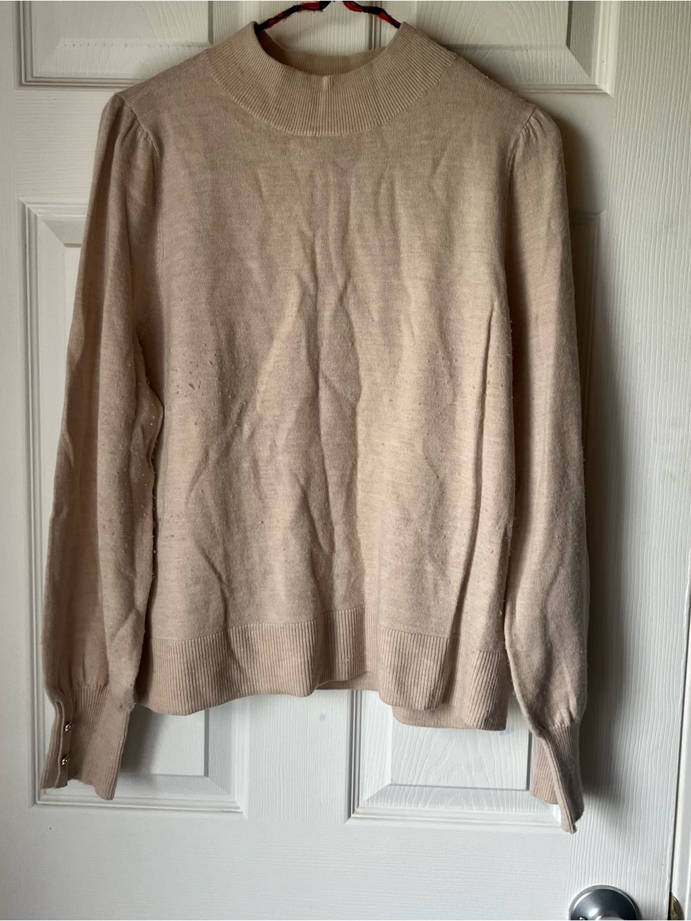 ✨ 3/$15 ✨ Martha Stewart Beige Mock Neck Long Sleeve Sweater